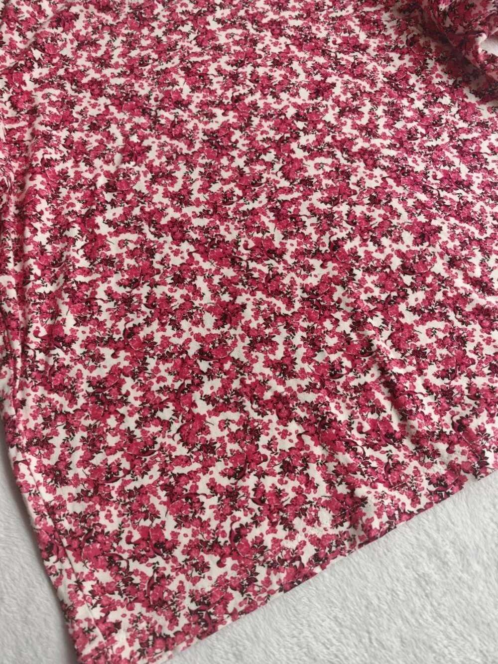 ZARA Floral Puff Sleeve Top Red Pink Fitted Blouse Size M Romantic Cottagecore S
